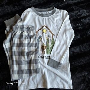 Holy Night Kids Pajama Set - Gray and White